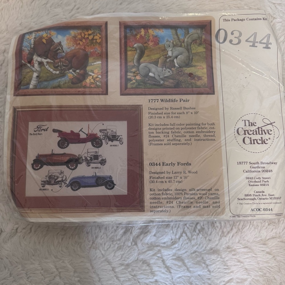 Vintage 1986 Creative Circle Kit 0344 Early Fords - New & Sealed embroidery kit